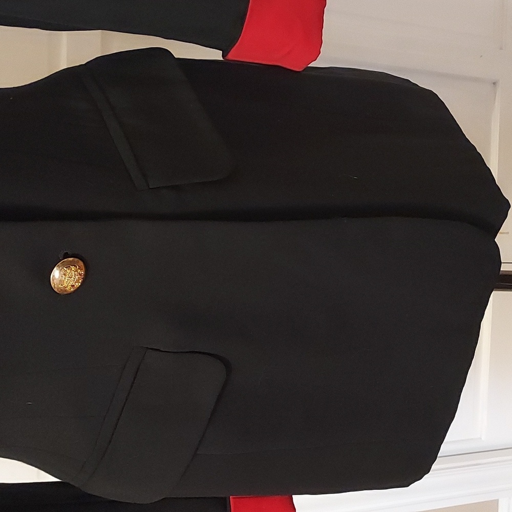 Escada Designer Suit Jacket Blazer Navy Red Size 34 Vintage - Picture 5 of 15